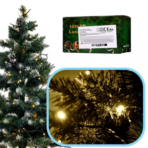 LED lámpák fénylánc 10m 100LED meleg fehér