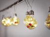 LED fények akkumulátor lánc függöny gömbök dekorációval 3m 50LED meleg