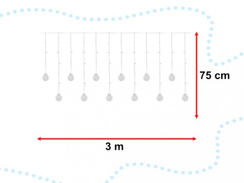 LED függönylámpák lógó gömbök 3m 108LED meleg fehér