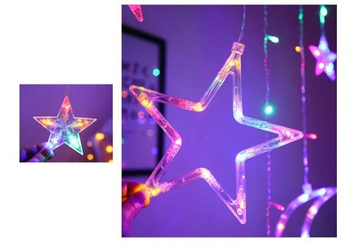 LED hold függöny fényei csillagok 2.5m 138LED többszínű 138LED