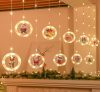 LED fények karácsonyi kép függöny körökben 3m 10 izzók akkumulátorral távirányítóval működtethető