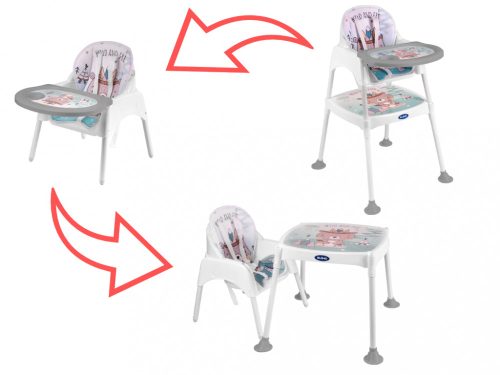 Etetőszék szék, asztali szék, 3in1, kék