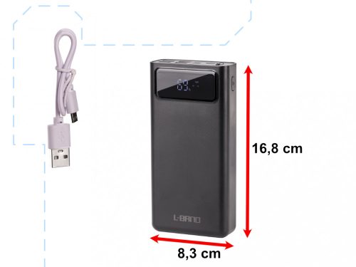 L-BRNO Power Bank 30000mAh LED kijelzővel fekete