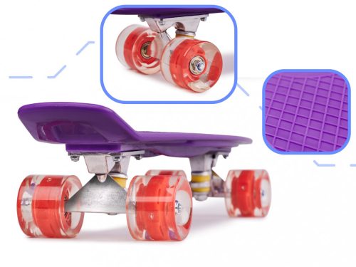 Fiskeboard gördeszka LED kerekek lila