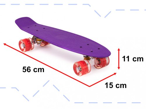 Fiskeboard gördeszka LED kerekek lila