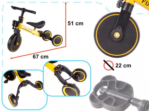 Trike Fix Mini terepjáró tricikli 3in1 pedálokkal sárga