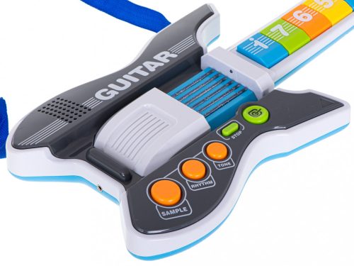 Elektromos rock gitár mikrofonnal kék