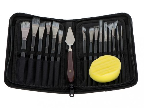 Művészek ecsetkészlete tokban