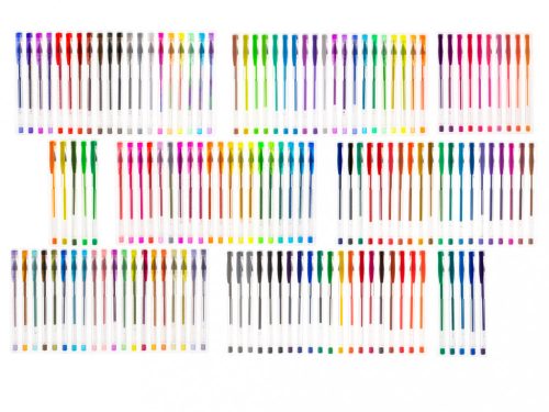 Színes csillámos zselés tollak 140db-os készletben.