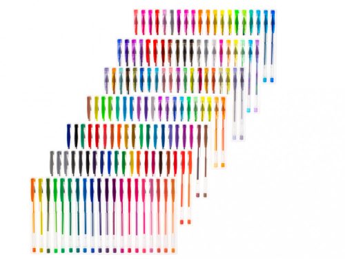 Színes csillámos zselés tollak 140db-os készletben.