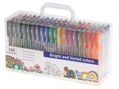 Színes csillámos zselés tollak 140db-os készletben.