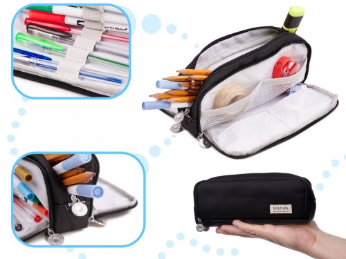 Iskolai tolltartó/kozmetikai táska, fekete