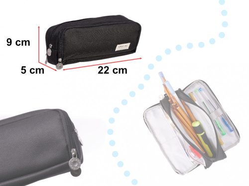 Iskolai tolltartó/kozmetikai táska, fekete