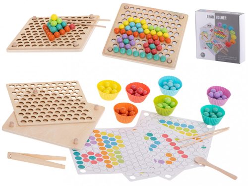 Oktatási montessori gyöngygolyó mozaik puzzle 77el.