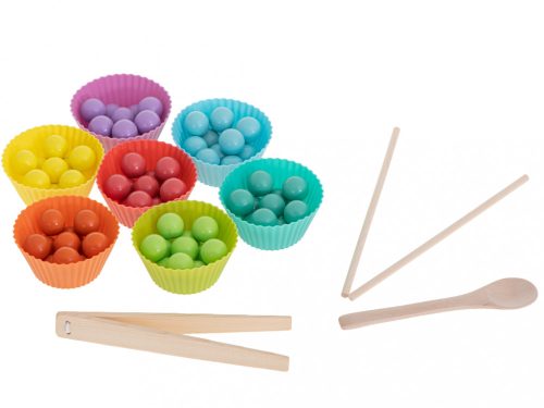 Oktatási montessori gyöngygolyó mozaik puzzle 77el.