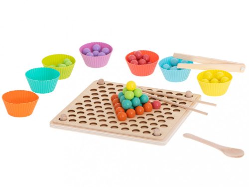 Oktatási montessori gyöngygolyó mozaik puzzle 77el.