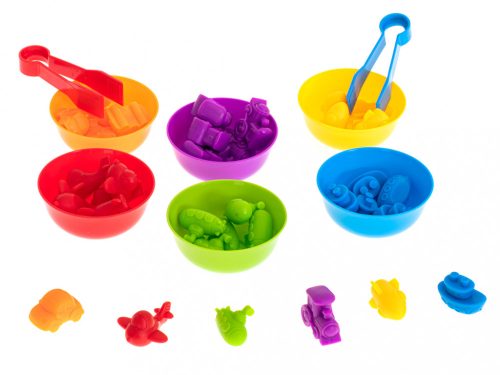 36 db-os montessori oktató játék, számolni tanuláshoz, járművek
