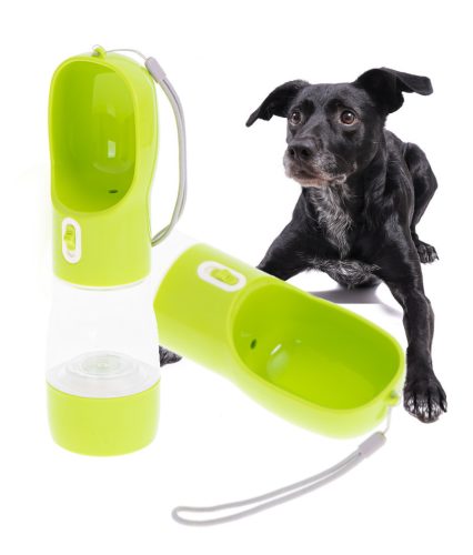 Hordozható víz- és ételadagoló palack kutyáknak zöld színű