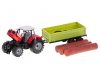 Traktor vontató mezőgazdasági jármű pótkocsival + cölöpökkel