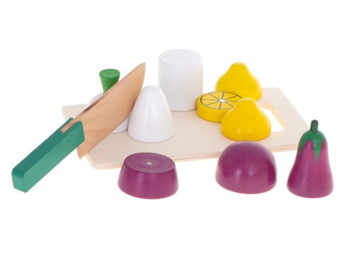 Mágnessel vágható fa zöldségek dobozban + tartozékok