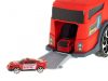 Szállító teherautó TIR 2in1 parkolóház tűzoltóság + 3 autó piros