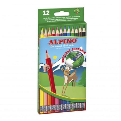 ALPINO ceruza zsírkréták radírral 12 színben