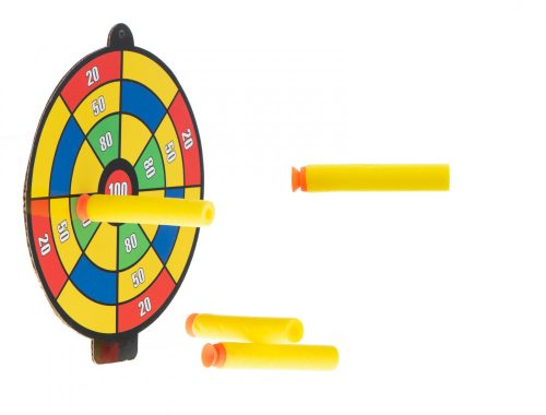 Foam dart puskacső + céltábla + 40 darts piros