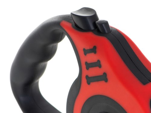 Automata pántos póráz 5m kutyáknak 14kg-ig piros színben