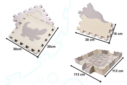 Habszivacs puzzle szőnyeg/gyerekeknek járóka 36el. szürke-ecru