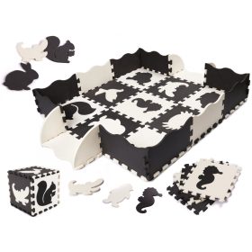   Hab puzzle szőnyeg / játszószőnyeg gyerekeknek 25 darab fekete-fehér