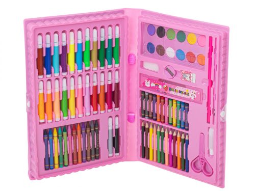 Műanyag festőkészlet tokban 86el. rózsaszín