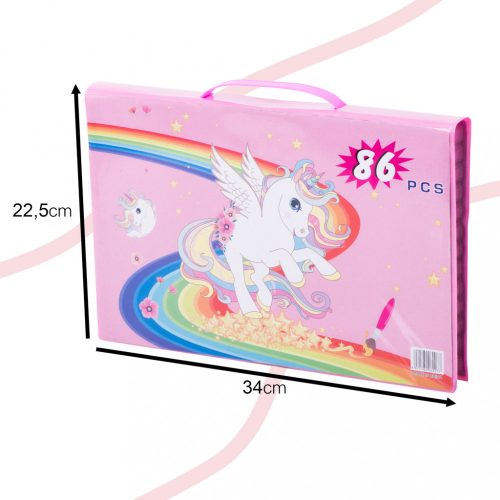 Műanyag festőkészlet tokban 86el. rózsaszín