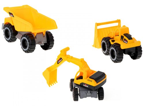 Építőipari gépek készlet 3 darab kotró dömper teherautó