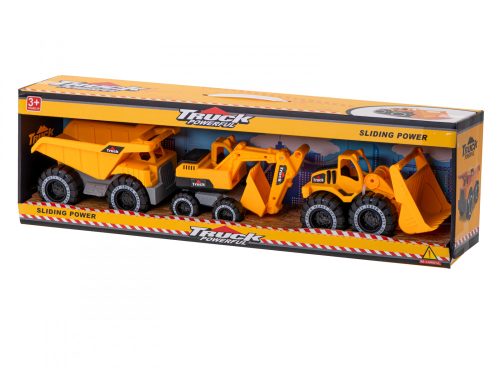 Építőipari gépek készlet 3 darab kotró dömper teherautó