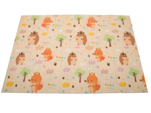 Oktatási összecsukható habszivacs szőnyeg kétoldalas sündisznó/medve 150x195cm