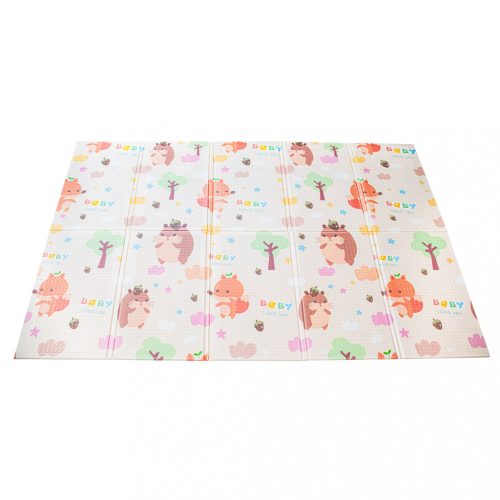 Oktatási összecsukható habszivacs szőnyeg kétoldalas sündisznó/medve 150x195cm