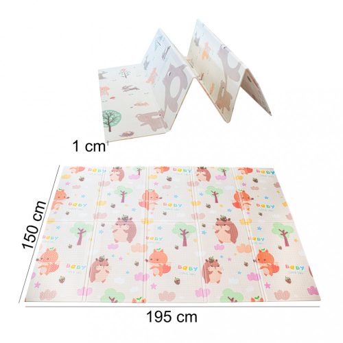 Oktatási összecsukható habszivacs szőnyeg kétoldalas sündisznó/medve 150x195cm