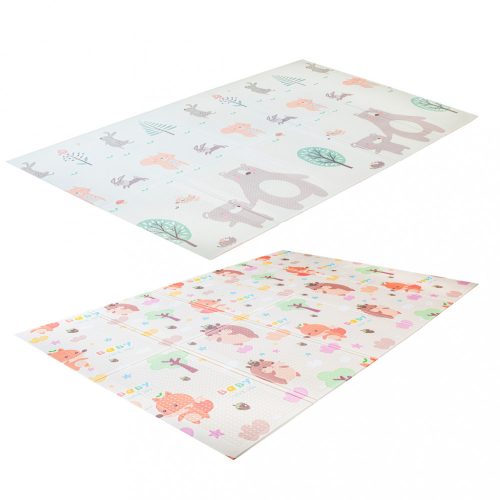 Oktatási összecsukható habszivacs szőnyeg kétoldalas sündisznó/medve 150x195cm