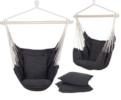 Brazil függőágyas szék párnákkal, fekete színű