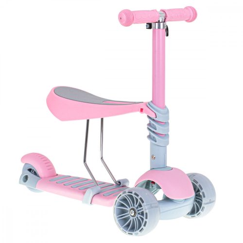 Tricikli robogó üléssel 3in1 egyensúly rózsaszín LED