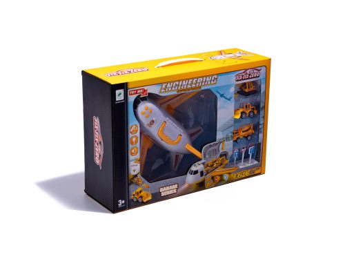 Szállító repülőgép + 3 építőipari jármű