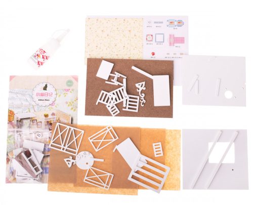 Retro modell fából készült babaház DIY 3013