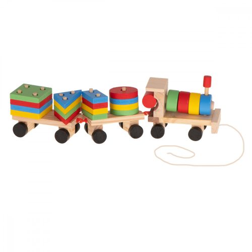 Fa szortírozó ügyességi puzzle vonat mozdony + vagonok 30cm