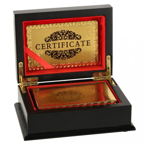 Arany műanyag játékkártyák díszes díszdobozban