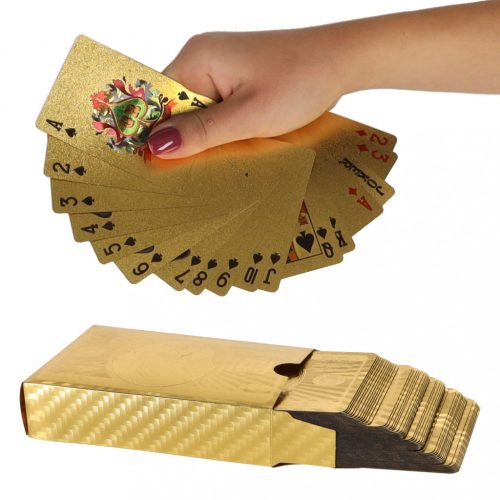 Arany műanyag játékkártyák díszes díszdobozban