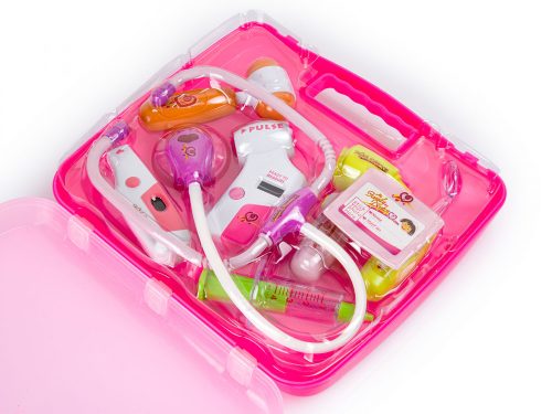 Doktor készlet egy bőröndben DOKTOR + fények rózsaszínben
